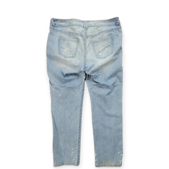 Lane Bryant Bleach Splatter Distressed Boyfriend Denim Jeans sz 20 Average - Picture 2 of 12
